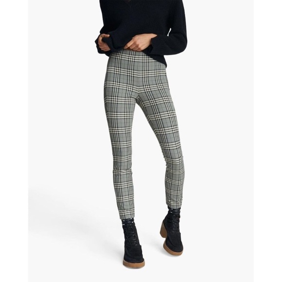 Rag & Bone Simone Gray Plaid Checkered Straight Leg Ankle Pants size 0 - Picture 2 of 10